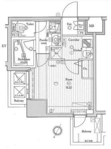 プレミアムキューブ田町 7階 間取り図