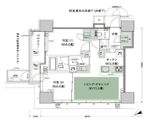 東京ベイシティタワー 15階 間取り図