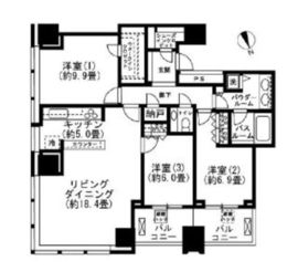 シティタワー麻布十番 23階 間取り図