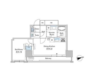 グリーンパーク中央湊 1606 間取り図