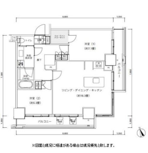 パークキューブ愛宕山タワー 2403 間取り図
