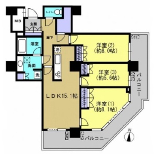 イーストコモンズ清澄白河フロントタワー 16階 間取り図