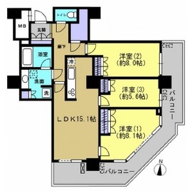 イーストコモンズ清澄白河フロントタワー 16階 間取り図