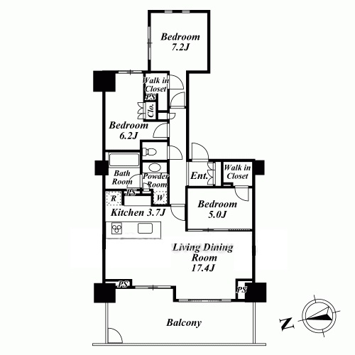 ブランズ麻布狸穴町 1階 間取り図