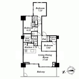 ブランズ麻布狸穴町 1階 間取り図