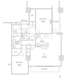 パークコート麻布十番ザタワー 16階 間取り図