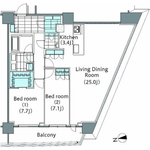 コンフォリア新宿イーストサイドタワー 913 間取り図