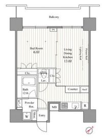 レジディア東銀座 1505 間取り図