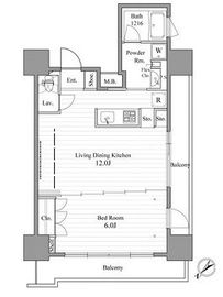 レジディア東銀座 1103 間取り図