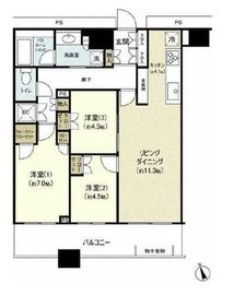 勝どきザ・タワー 23階 間取り図