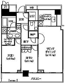 ザ・パークハウス晴海タワーズ クロノレジデンス 46階 間取り図