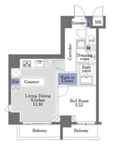 プライムメゾン八丁堀 701 間取り図