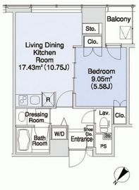 プラティーヌ新宿新都心 1702 間取り図