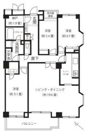 目黒花房山パークハウス 3階 間取り図