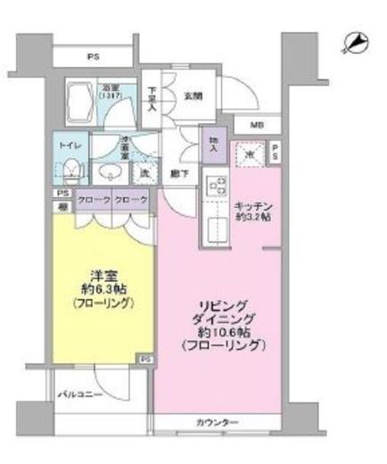 ハウスコート築地 14階 間取り図