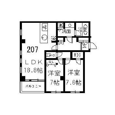 レガロ高輪 207 間取り図