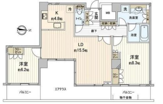 イーストコモンズ清澄白河セントラルタワー 33階 間取り図