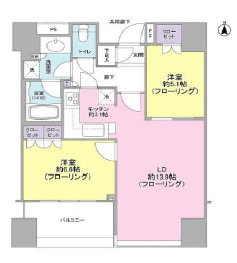 パークタワー錦糸町 5階 間取り図