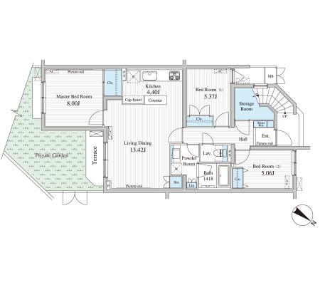 BLESS学芸大学theCourt 106 間取り図