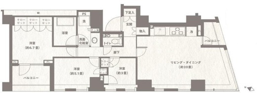 パークハウス中目黒 3階 間取り図