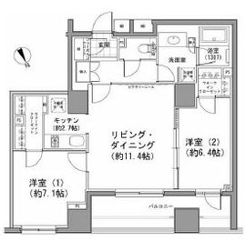 パークハビオ八丁堀 1306 間取り図