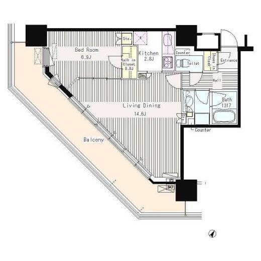 ユニゾンタワー 1204 間取り図
