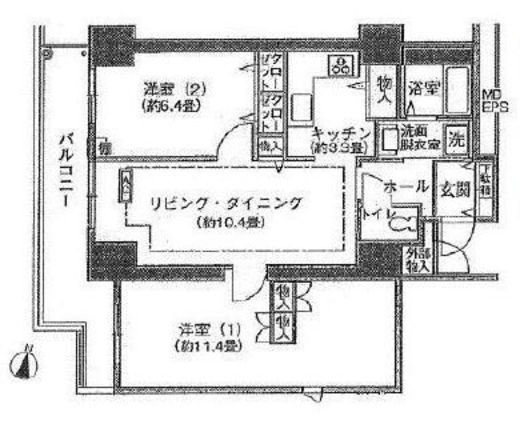 シティコート目黒 4-604 間取り図