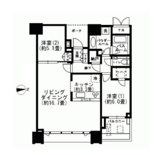 ドゥ・トゥール 40階 間取り図