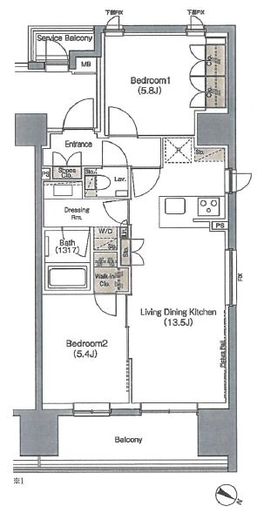 ザ・パークハビオ目黒 908 間取り図