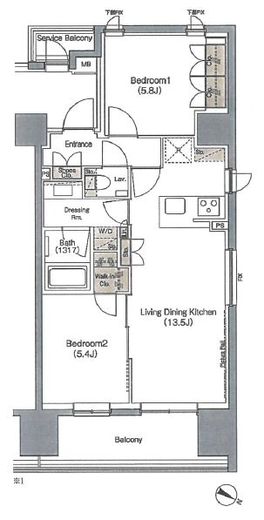 ザ・パークハビオ目黒 908 間取り図