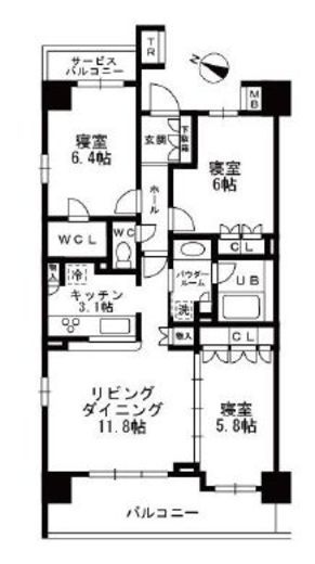 シャンピアグランデ深沢 201 間取り図