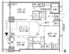 河田町ガーデン 1-2216 間取り図