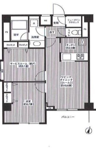 グランハイツ東中野 305 間取り図