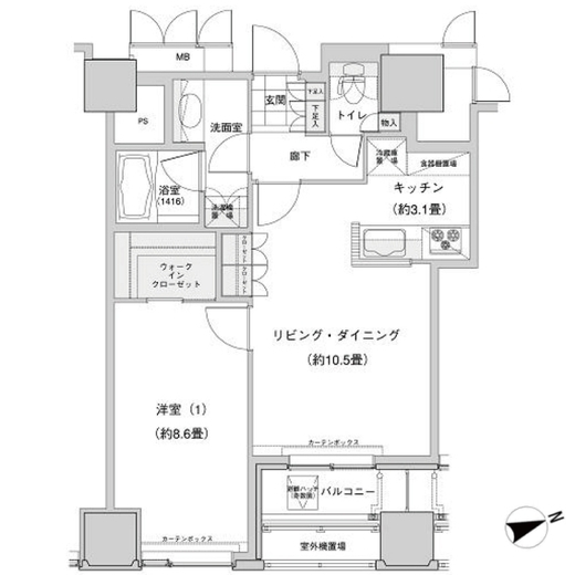 ウエストパークタワー池袋 2212 間取り図