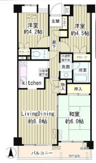 レジデンスシャルマン林試の森 502 間取り図