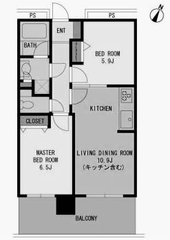 プラザタワー勝どき 2306 間取り図
