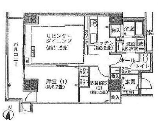 シティコート目黒 2-504 間取り図