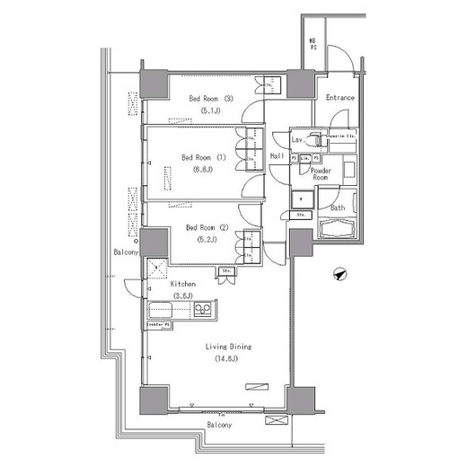パークアクシス豊洲 1504 間取り図