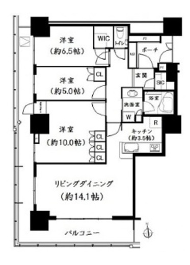 フェイバリッチタワー品川 10階 間取り図