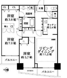 河田町ガーデン 1-313 間取り図