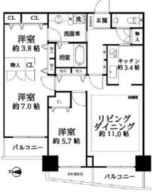 河田町ガーデン 1-1213 間取り図