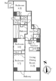 プライムアーバン新宿夏目坂タワーレジデンス 402 間取り図