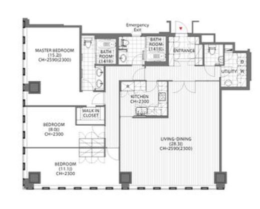 プルデンシャルタワーレジデンス 3408 間取り図