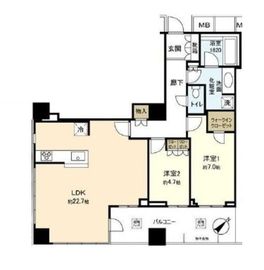 プラウドタワー高輪台 22階 間取り図