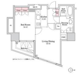 パークキューブ八丁堀 1305 間取り図