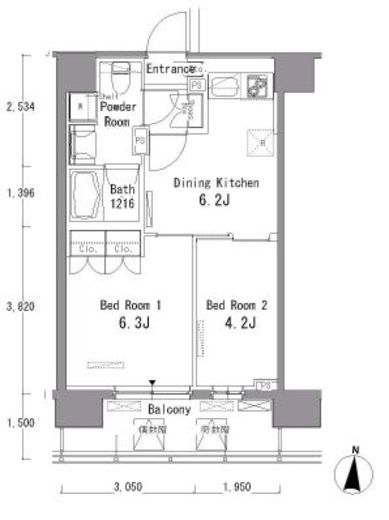パークアクシス東陽町 502 間取り図