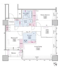 レジディアタワー上池袋 タワー棟 1302 間取り図