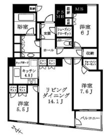 品川Vタワー タワー棟 25階 間取り図