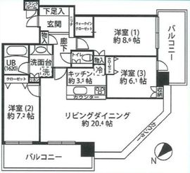 ライオンズタワー月島 24階 間取り図