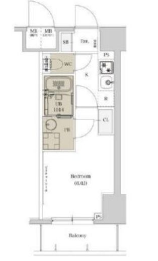 ディームス品川戸越2 1406 間取り図